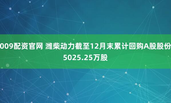 009配资官网 潍柴动力截至12月末累计回购A股股份5025.25万股
